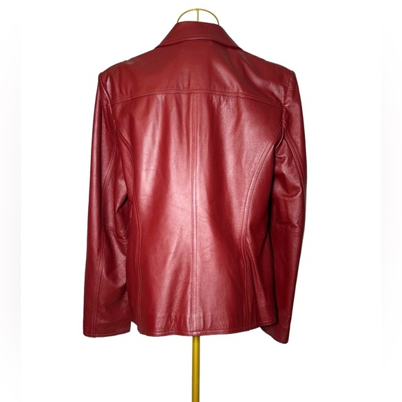 East 5th Genuine Leather 3-Button Jacket with Pockets in Cherrywood, Size Large - Picture 3 of 14